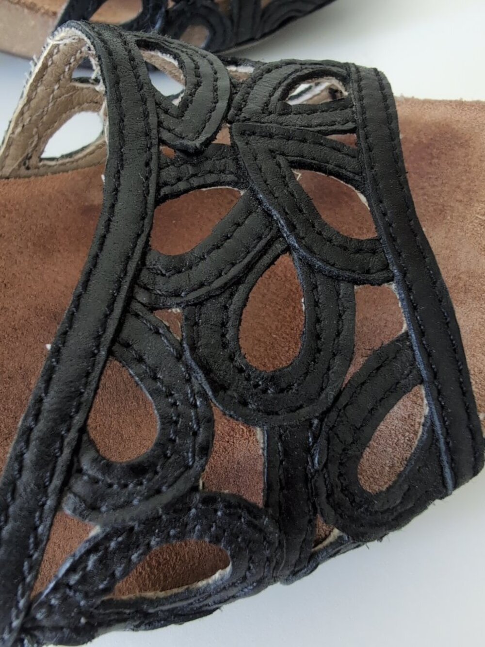 Josef Seibel Ruth Black Leather Cutout Sandals Size 39 - Picture 6 of 11
